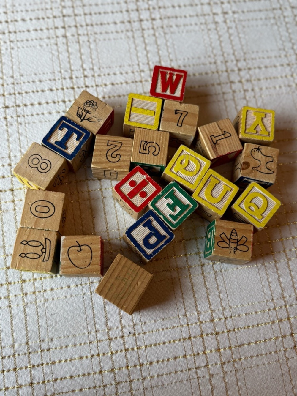 22 vintage wooden alphabet blocks
